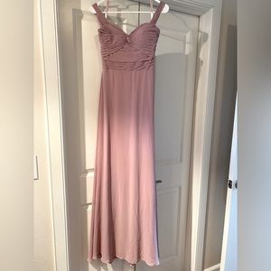 Chiffon bridesmaid dress. Desert Rose color